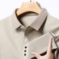 thumbnail image 2 of FINALGANG Mens Contrast Collar Long Sleeve Polo Shirt With Button Placket Slim Fit Soft Breathable For Fathers Day Gift Daily Wear Everyday Activities Soft Top, 2 of 9