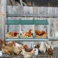 thumbnail image 4 of Chicken Nesting Boxes with Legs, 3-Hole Galvanized Steel Laying Box with Lid, Roll-Out Egg Collection Tray, Ventilated Design for Outdoor Chicken Coop or Farm Use, Green, 4 of 8