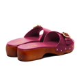 thumbnail image 3 of XYD Women Open Toe Clog Platform Mules Low Heel Slide Sandals Gold Studs Buckle Slip-ons Summer Casual Shoes Size 7 Purple, 3 of 4