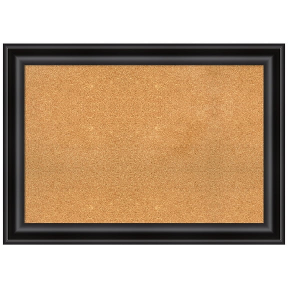 Amanti Art Natural Cork Board Framed Grand Black Bulletin Board 42 in. x 30 in.