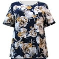 thumbnail image 1 of A Personal Touch Women's Plus Size Knit Top - Navy Bouquet - 6X, 1 of 3