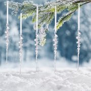 5PCS Icicle Christmas Tree Ornaments - Clear Acrylic Ice Drop Pendants, Hanging Ornaments for Tree Window Mantel Winter Holiday Decor