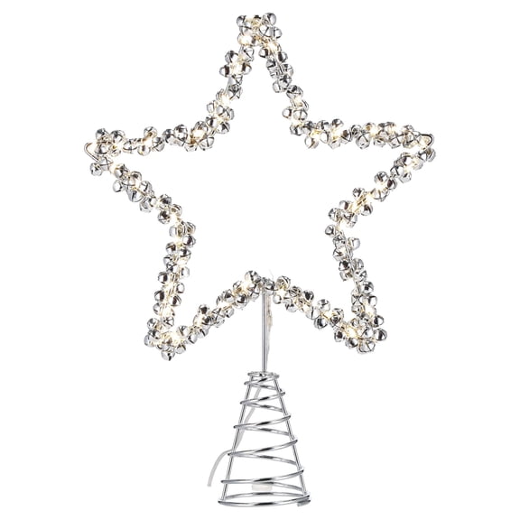 LED Star with Bells Christmas Tree Topper, Silver, 9", by Holiday Time