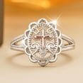 thumbnail image 3 of Z.LP Jewelry Vintage Filigree Cross Ring - Two - Tone Silver & Rose Gold Religious Ring, 3 of 6