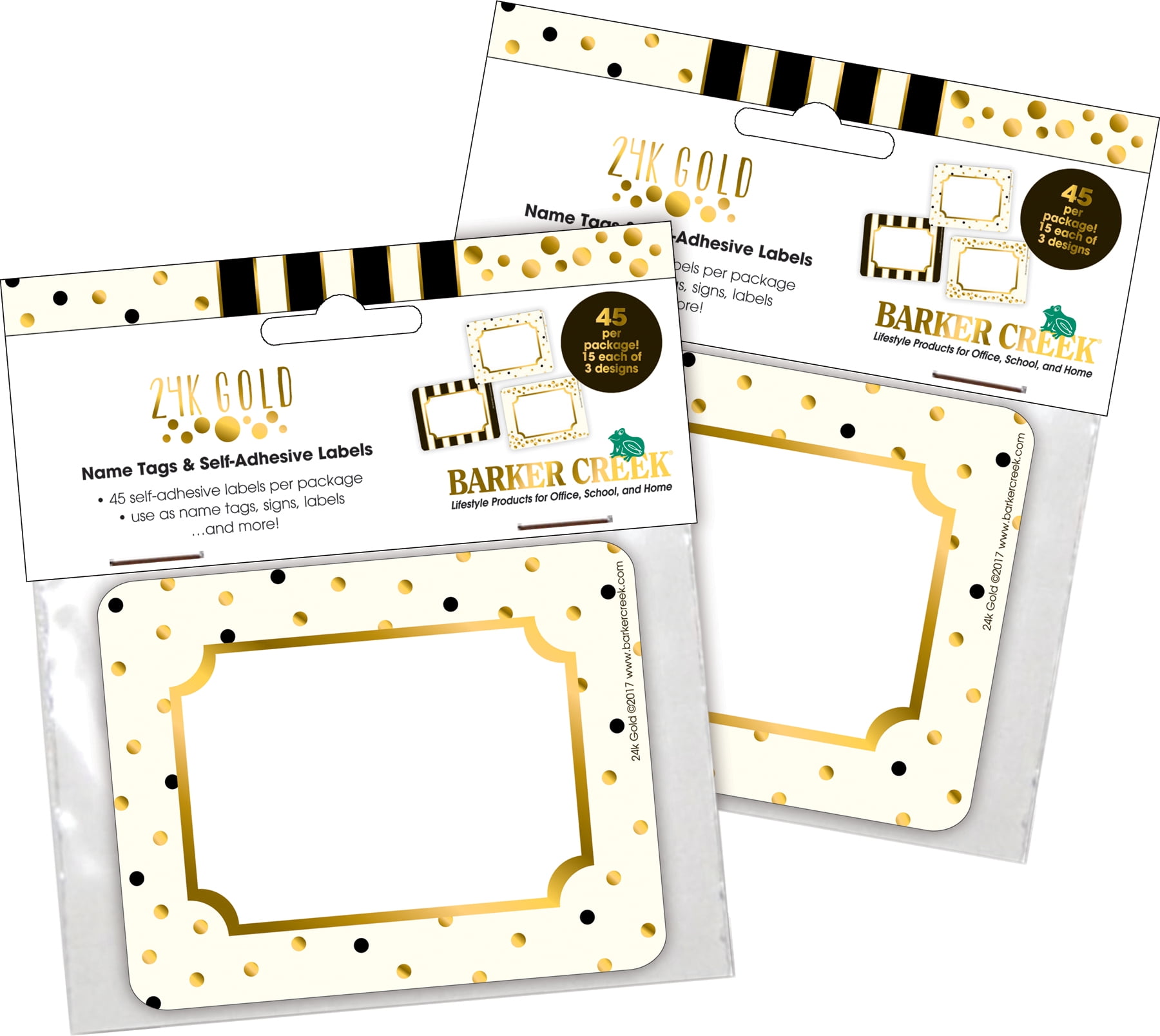 Barker Creek Name Tags ̶ Gold ̶ Set of 90 (3 Designs)