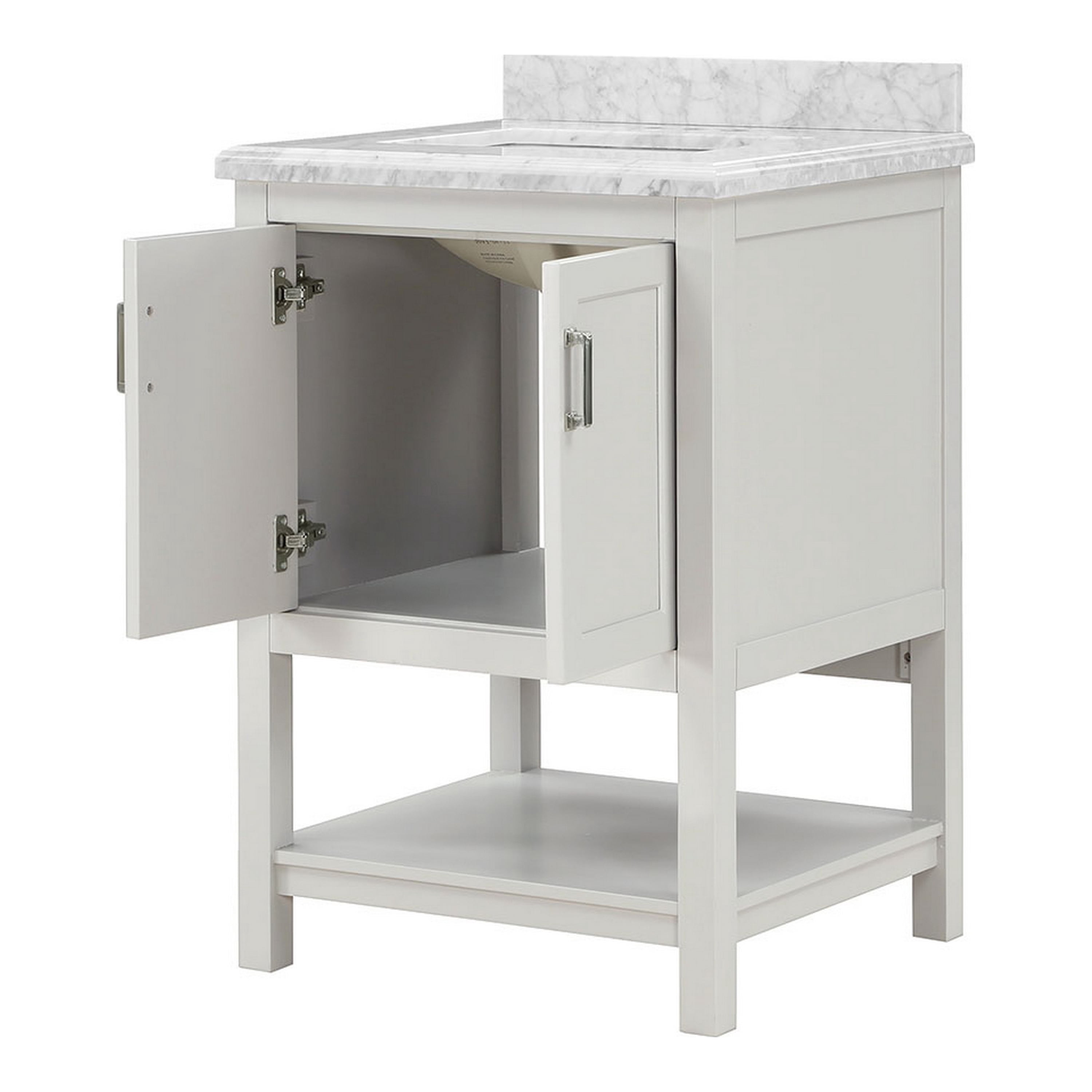 Furniture of America Anya 25" White Single Bathroom Vanity with White Carrera Marble Top and Undermount Sink