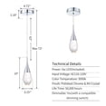 thumbnail image 4 of JoollySun 1 Light Single Mini Pendant Light LED Ceiling Hanging Light with Bubble Crystal in Chrome, 4 of 7