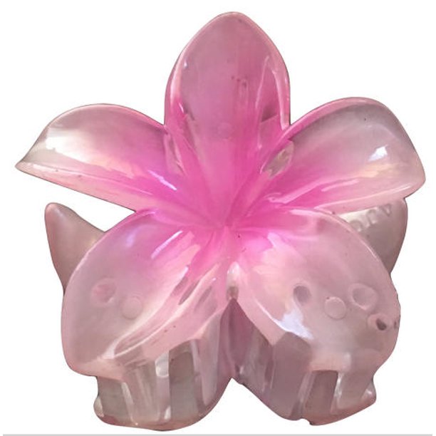 Plumeria Purple Flower Plastic Hair Clip Claw Medium