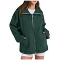 thumbnail image 2 of Baberdicy Women's Solid Color Outerwear Jacket, Versatile Long Sleeve Coat for Season , Solid Everyday Jacket, Casual Zip Coat, Minimalist Layer Green Xxl, 2 of 5