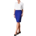 thumbnail image 4 of INSPIRE CHIC Women's Short Sleeve Work Dress Contrast Color V Neck Pencil Sheath Dresses XL Royal Blue, 4 of 5