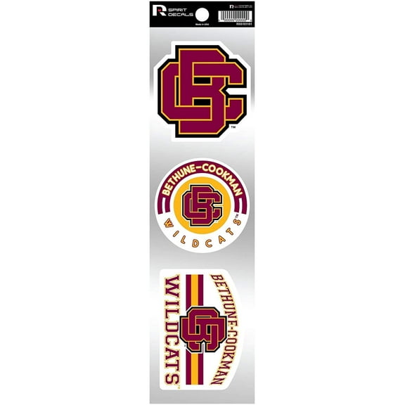 Bethune Cookman Wildcats Triple Retro Throwback Spirit Decals Flat Vinyl Auto Home Sticker Sheet College University