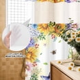 thumbnail image 3 of No Hook Shower Curtain, Spring Floral Shower Curtains for Bathroom with See Through Top Window, Hydrangea Sunflowers Butterflies Watercolor Waterproof & Washable Bath Curtain Extra Long 72"x96", 3 of 9