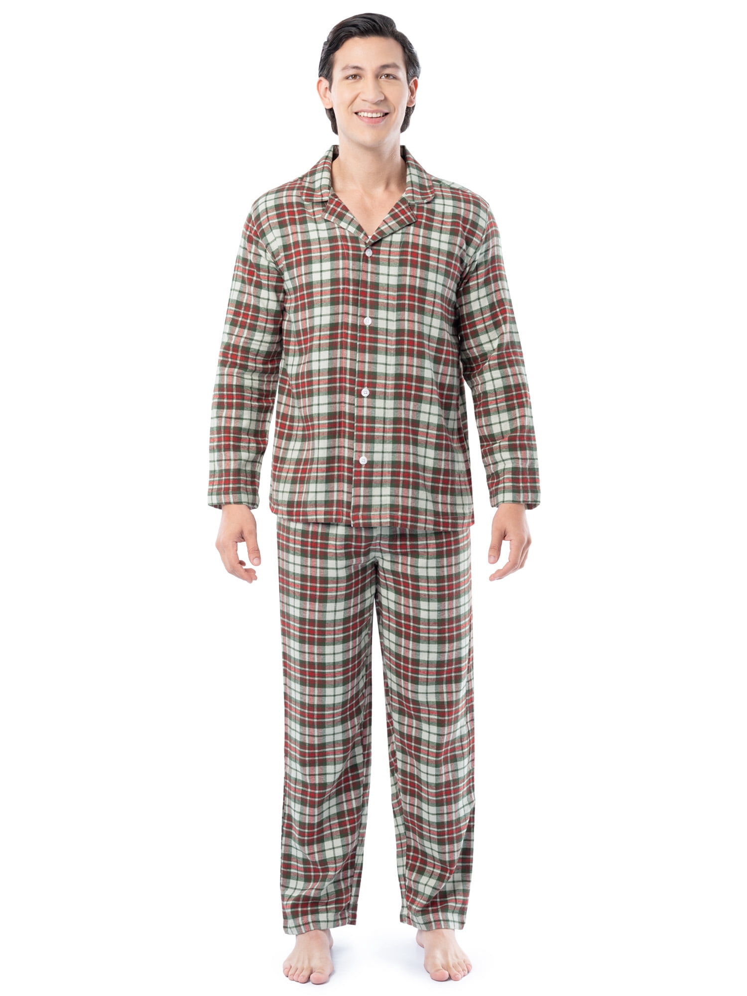 Fruit of the Loom Men's Plaid Flannel Top and Bottom Pajama Set, Sizes S-5XL