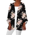 thumbnail image 2 of Sakmal Black Coats for Women Plus Size Long Sleeve Sleeve Casual Lightweight Cardigan Loose Fit Flowy Floral Ladies Jackets, 2 of 5
