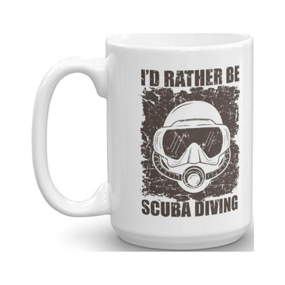 Distressed I'd Rather Be Scuba Diving Coffee & Tea Gift Mug For A Master Scuba Diver Or Dive Instructor Dad (15oz)