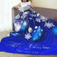 thumbnail image 6 of Throw Blanket Merry Christmas Blue Ball Snowflake Xmas Couch Blankets Plush Flannel Cover Lightweight Soft for Living Room Bed Sofa Travel Office Camping 40 x 50 Inch, 6 of 6