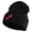 Black, variant on Breast Cancer Awareness Embroidered Patched 12 Inch Long Knitted Beanie - Olive OSFM