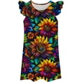 thumbnail image 5 of AUNVITO Girls Floral Print Flutter Sleeve Dress Summer Style Casual Kids' Dress, 5 of 6