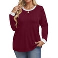 thumbnail image 6 of Fantaslook Women Blouses Color Block Long Sleeve Shirts Pleated Fall Tops Fashion Dressy Blouses, 6 of 10