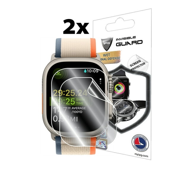 IPG for Apple Watch Ultra 2 - 1 Screen Protector (2 Units) Invisible Ultra HD Clear Film Anti Scratch Guard-Smooth/Self-Healing/Bubble -Free for Apple Watch Ultra 2 - 1