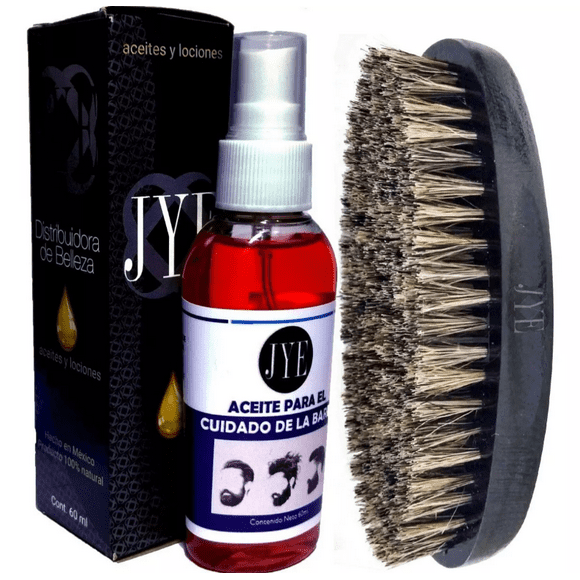 Kit de Aceite para el Cuidado de la Barba JYE Cepillo de Madera Color Negro