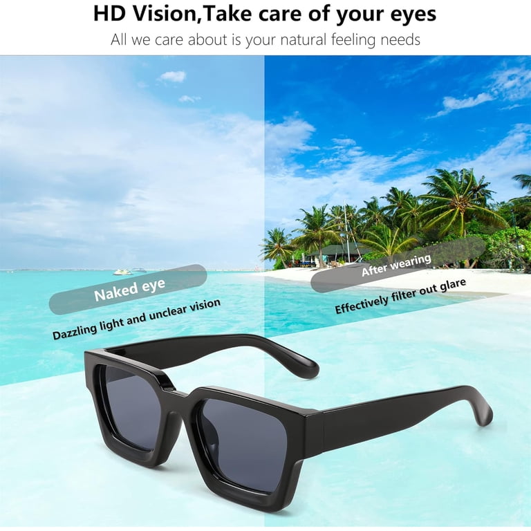 FEISEDY Retro 90s Square Sunglasses for Women Men Trendy  display picture 1