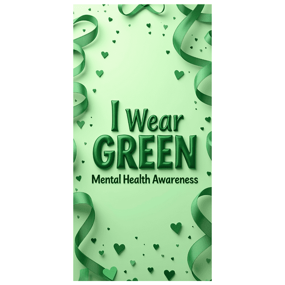 LUUFILx Mental Health Awareness I Wear Green Backdrop Banner Event Decor Green Ribbon Party Supplies Background Decorations