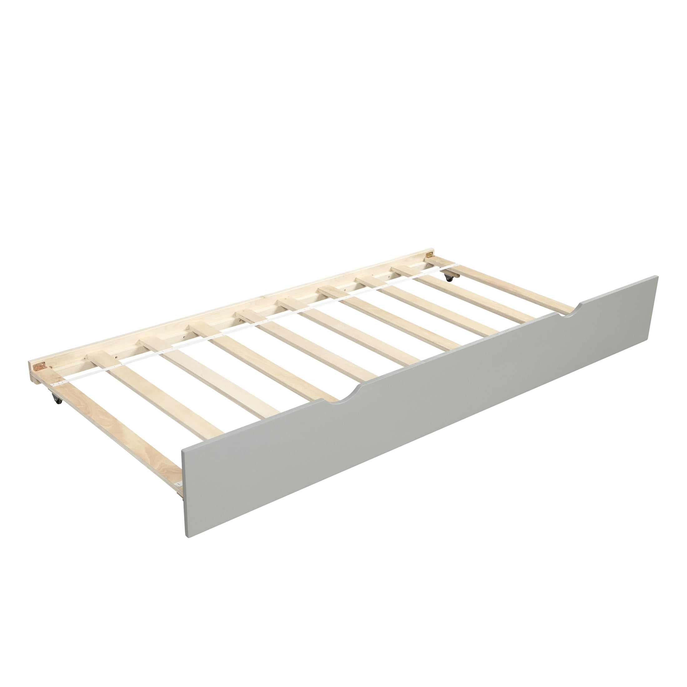Noble House Twin Daybed with Hidden Rolling Trundle, Pine Wood Frame, Minimal Space Saving Design, Gray