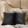 thumbnail image 2 of Softalker Throw Pillow Covers 22x22 inch Set of 4 Corduroy Soft Striped Farmhouse Boho Pillow Covers for Couch Sofa Bedroom Living Room(Grey/Black), 2 of 7