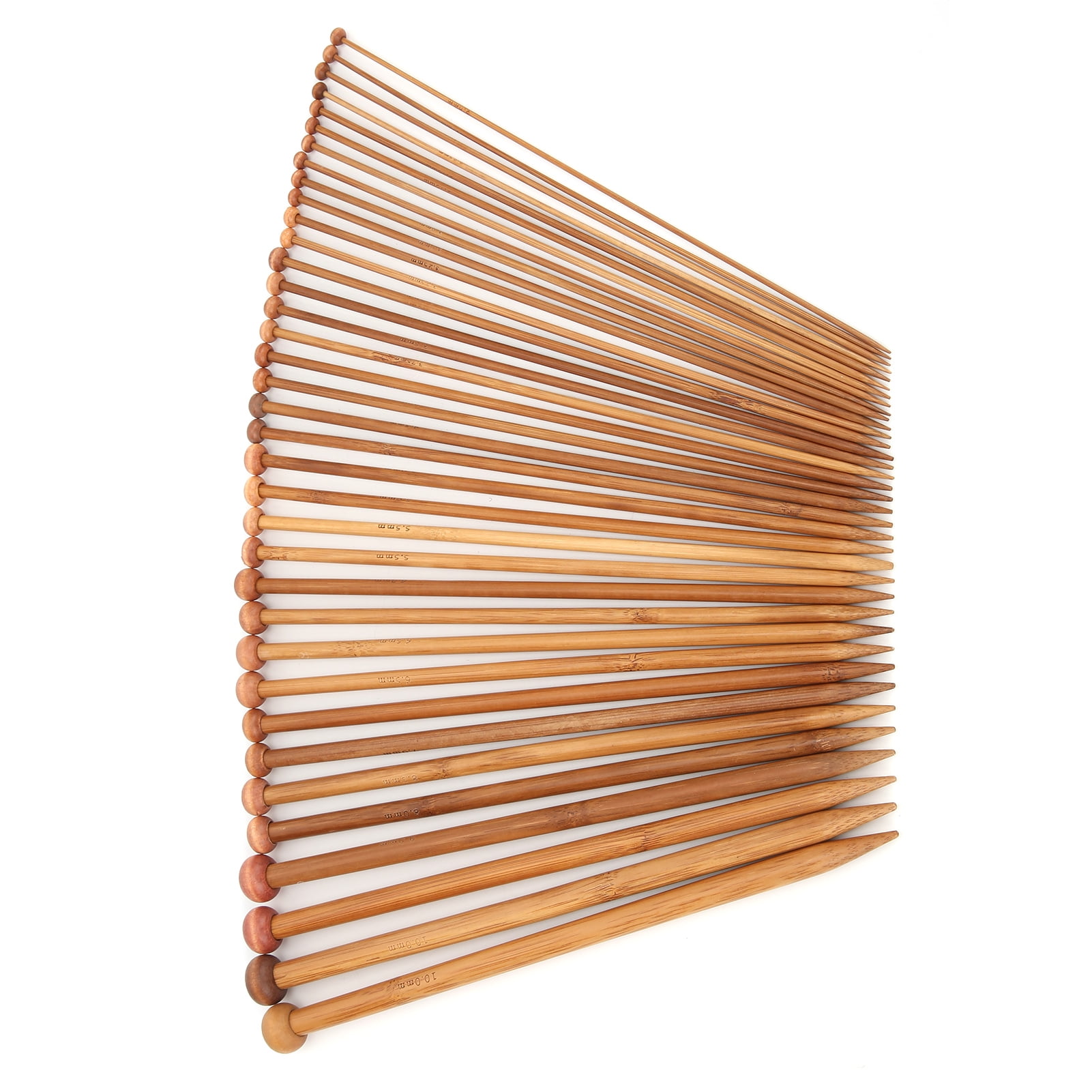 ESTINK Knitting Needles,Bamboo Knitting Needle,36 Pcs Knitting Needles DIY Carbonized Bamboo Single Point Wool Netting Needle For Craft Clothes Making