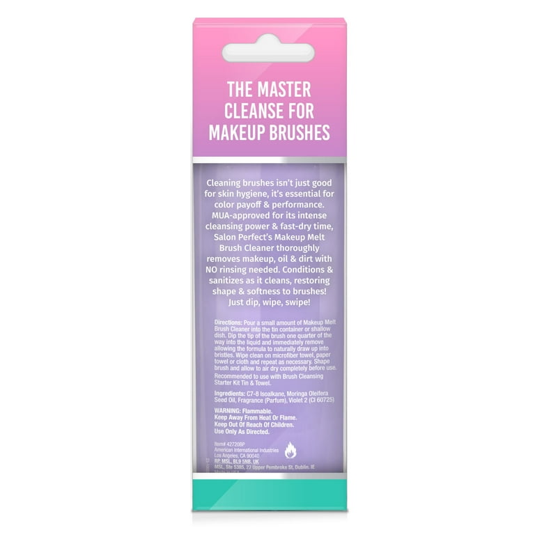3 pack) Salon Perfect No Rinse Makeup Brush Cleaner Solution, 6.5