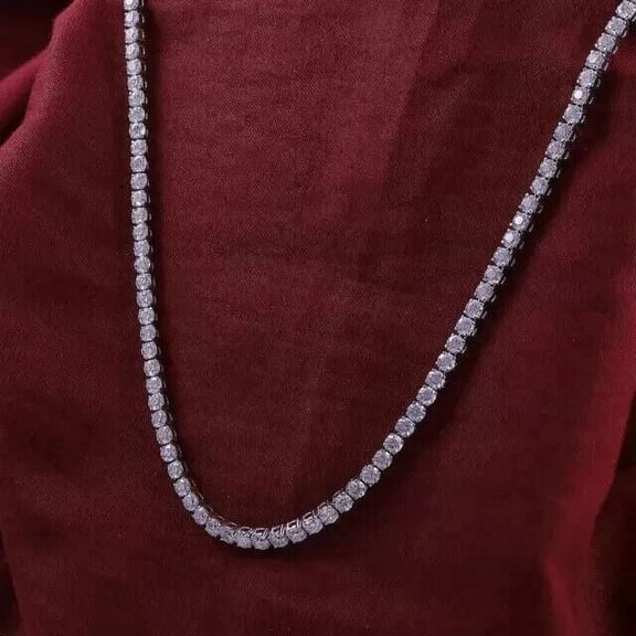 3MM Round Cut Lab Created Diamond Tennis Necklace 14k White Gold Plated
