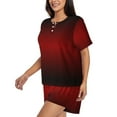 thumbnail image 3 of Womens Pajama Sets With Pocket, Red Geometric Perforated Square Background Lounge Sets Short Sleeve Sleepwear PJ Sets for Women, 3 of 6