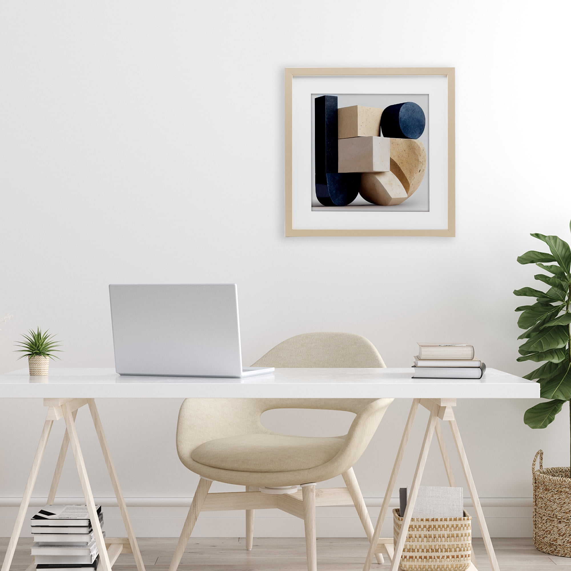 Shapes Of Things Geometric Contour Birch Framed Print Under Glass, design by Sasha