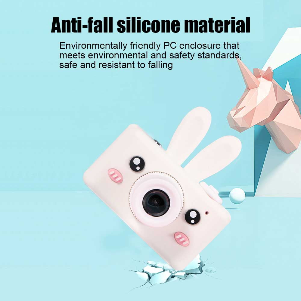 HongHong Kids Camera Cartoon Rabbit Bear 2inch 12MP LCD Digital Shockproof Mini Child Cameras Gifts for Girls Boys Toys Outdoor Play White Cartoon Rabbit