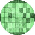 thumbnail image 1 of Ahgly Company Indoor Round Checkered Emerald Green Modern Area Rugs, 7' Round, 1 of 4