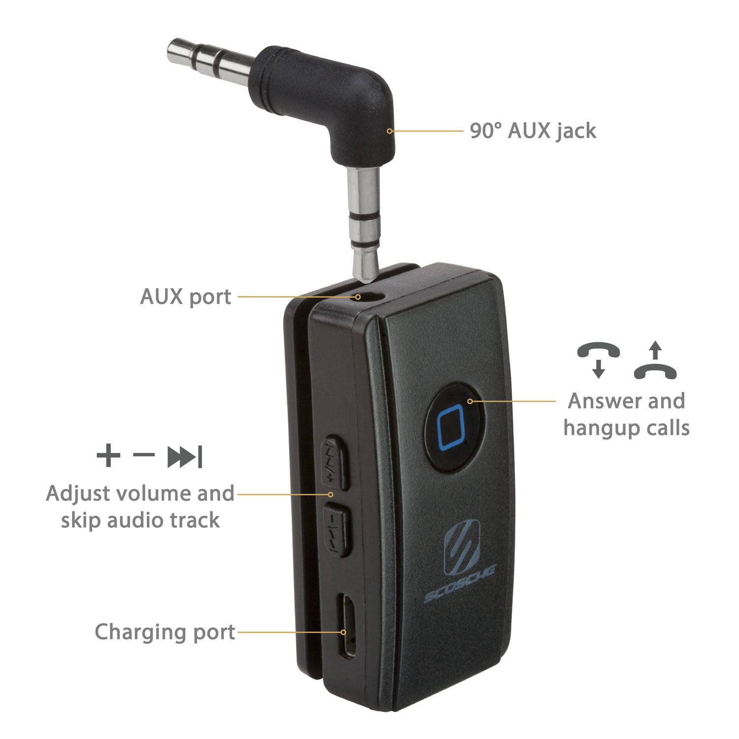 Scosche BTR3 BTFREQ™ Bluetooth 4.0 Wireless Audio Streaming and Hands-free Calling Receiver Black
