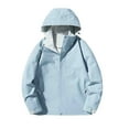 thumbnail image 3 of Danhjin Women's Raincoat Waterproof Rain Jackets Full Zipper Windbreak Hiking Coat Fall Winter Casual Camping Traveling Hooded Long Sleeve Solid Color Outdoor Fashion Outfits, 3 of 4