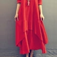 thumbnail image 2 of Women Linen Dresse Layering Vintage Robe Loose Long Dress Oversize Female Spring, 2 of 10