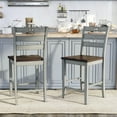 thumbnail image 4 of Furniture of America Jonah Farmhouse Wood Ladder Back Counter Height Chairs by  (Set of 2) Light Grey Antique,Grey Finish, 4 of 5