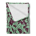 thumbnail image 2 of Abstract Soft Flannel Fleece Blanket, Illustration of Smoke Shapes and Spiral Curved Folds Art Print, Cozy Plush for Indoor and Outdoor Use, 50" x 70", Almond Green and Dark Fuchsia, by Ambesonne, 2 of 5