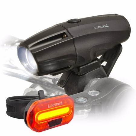 Lumintrail Super Bright Bike Light USB Reable 1000 Lumen LED Safety Commuter Headlight Taillight Set Easy Install and Quick