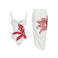 thumbnail image 7 of Oplxuo One Piece Bathing Suits for Women Floral Printed Push Up Swimsuit with Coverups Wrap Skirt 2 Piece Swimwear, 7 of 7