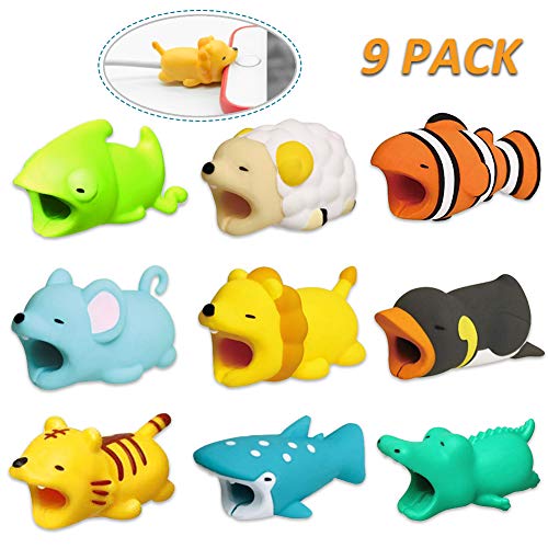 Animal Bites Cable Protector 9 Pack, Cable Buddies for Charging Cords