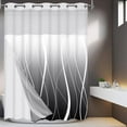 thumbnail image 4 of Ikfashoni Ombre Hookless Shower Curtain with Snap in Liner, Black Gradient No Hook Waterproof Fabric Sheer Window Bath Curtain, 71"X74", 4 of 8