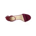 thumbnail image 4 of BLISSFUL STEP Women's Shoes Open Toe Mid Block Heel Ankle Strap Faux Suede Sandals Burgundy 8.5, 4 of 8