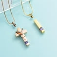 thumbnail image 6 of Cremation Necklace Double Cross Urn Jewelry and Crystal Cube Memorial Ashes Urn Pendant Necklace Keepsake Jewelry for Adult Ashes with Birthstone (Blue), 6 of 7