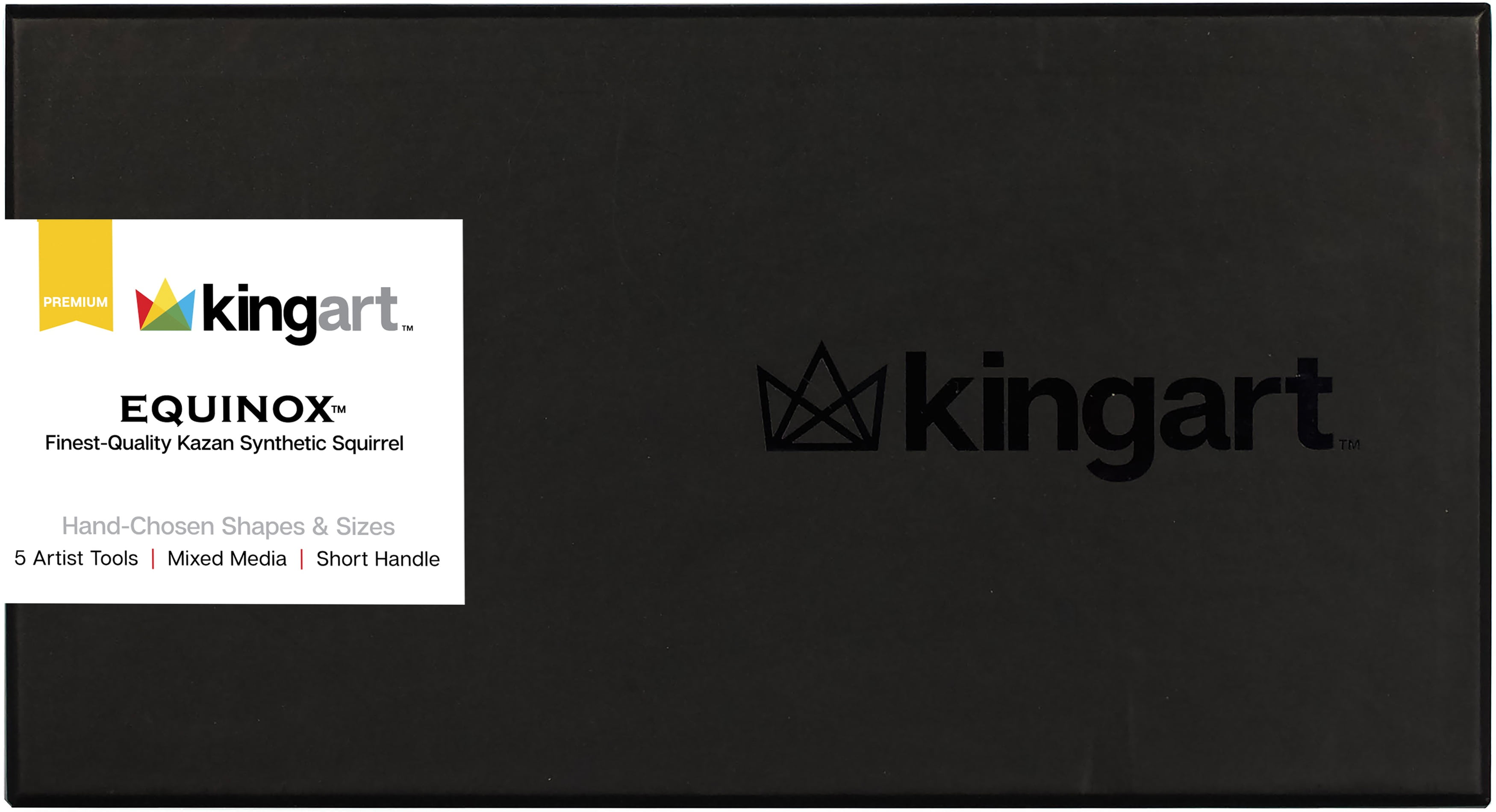 KINGART™ Equinox, Black Kazan Synthetic Squirrel Watercolor Brushes, Set of 5