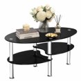 thumbnail image 6 of Modern Oval Coffee Table, Tempered Glass Center Table with Metal Legs for Living Room Home Decor Furniture,Black, 6 of 7