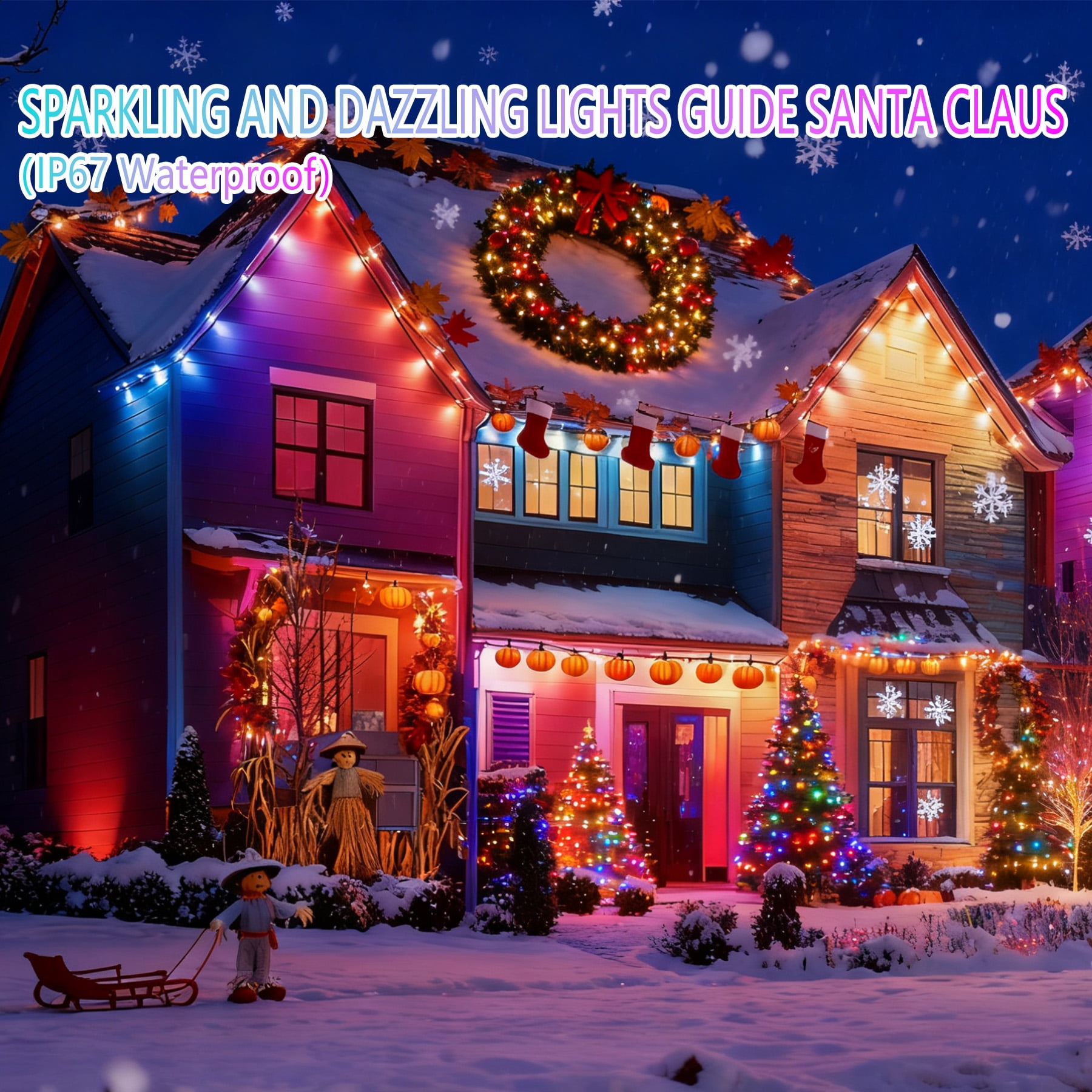 Natfurhome Outdoor 50 Ft Corded Electric Blinking Lights LED String Lights